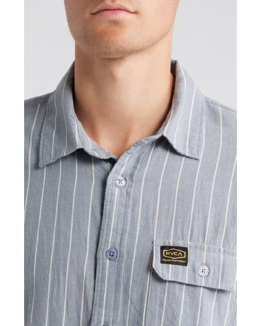 RVCA Blue Dayshift Stripe Ii Short Sleeve Button-Up Shirt for men