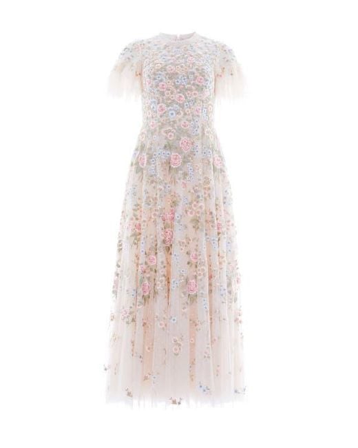 Needle & Thread Pink Antoinettes Floral Round Neck Midi Gown