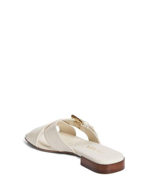 Prada White Square Toe Flat Sandal