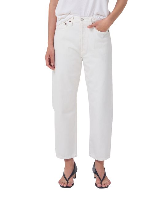Agolde '90s Crop Loose Straight Leg Organic Cotton Jeans in White | Lyst