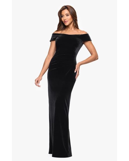 Xscape Evenings Black Off The Shoulder Velvet Gown