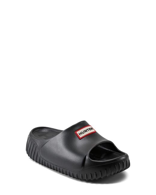 Hunter Black Faroe Platform Slide Sandal