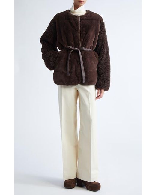 Moncler Brown Jouillat Faux Fur Down Jacket