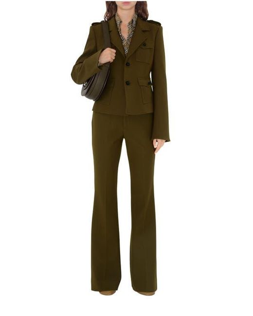 Burberry Women's Green Nylon Wool Blend Tailored Pants