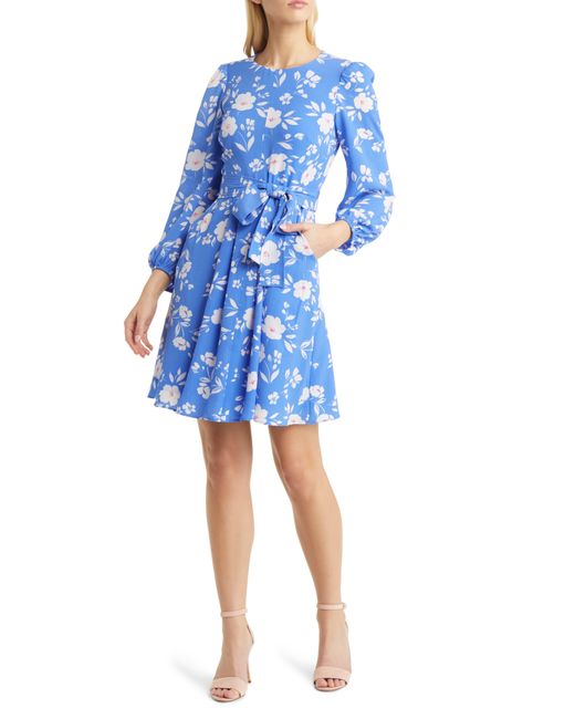 Eliza J Blue Floral Fit & Flare Dress