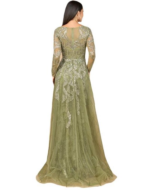 Mesh And Vinyl Long Sleeve Gown With Adjustable Hook And Eye Back Closure, Matching G-string Included main image 1