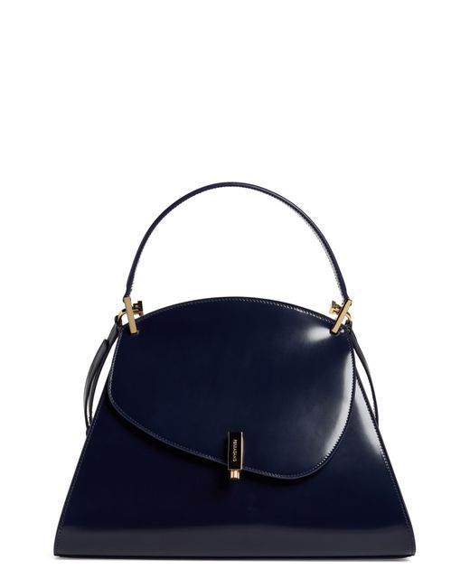 Ferragamo Blue Medium Prisma Leather Top Handle Bag