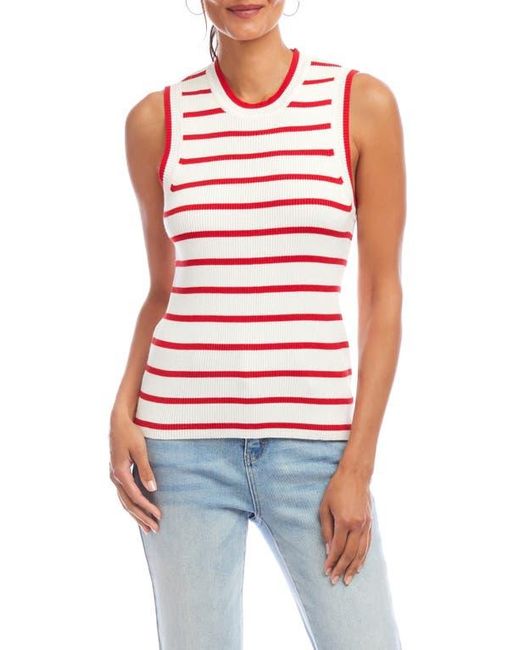 Karen Kane Red Stripe Rib Sweater Tank