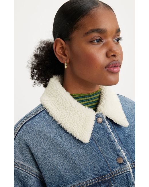 Levi s 90s High Pile Fleece Lined Denim Trucker Jacket in Blue Lyst