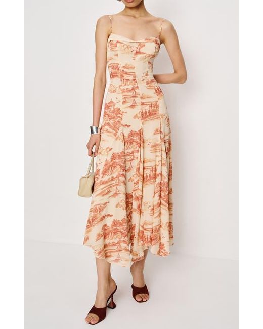 Reformation Multicolor Fredo Landscape Print Open Back Dress