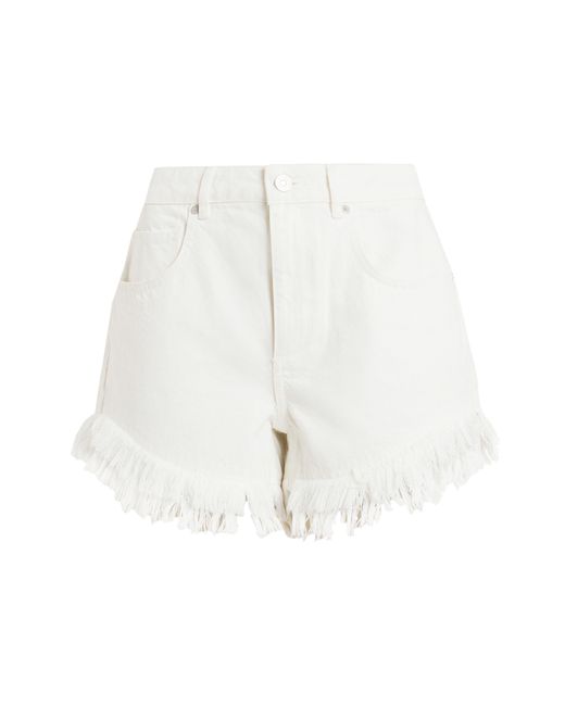 AllSaints White Astrid Frayed Denim Shorts