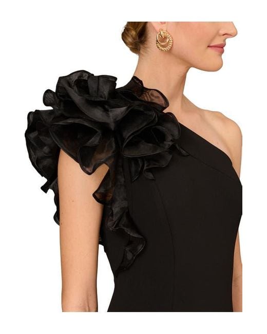 Aidan Mattox by Adrianna Papell One-Shoulder Trumpet Gown in Black | Lyst Aidan Mattox by Adrianna Papell One-Shoulder Trumpet Gown in Black | Lyst