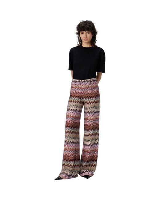 Missoni Brown Flare Pants With Zigzag Pattern