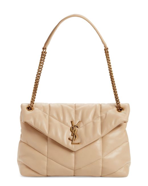 Saint Laurent Medium Loulou Puffer Quilted Leather Crossbody Bag in Natural Lyst