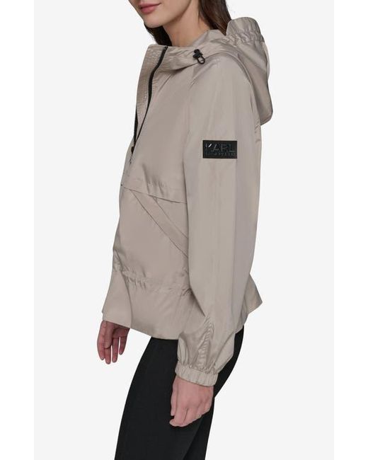 Karl Lagerfeld Gray Hooded Windbreaker