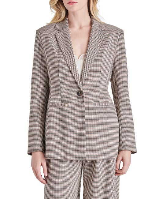 Steve Madden Karaya Houndstooth Blazer in Gray | Lyst