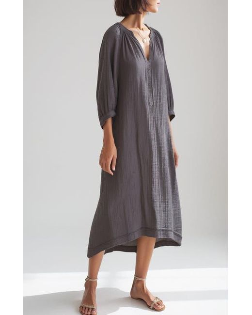ocean + main Gray Gauze Dress With Pockets