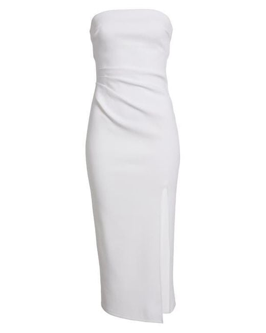 Open Edit White Ruched Strapless Maxi Dress