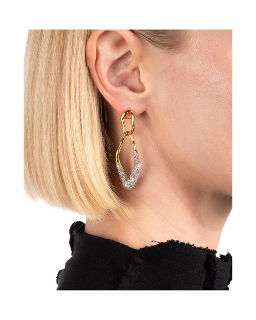 Alexis Metallic Solanales Crystal Pavé Double Link Earrings
