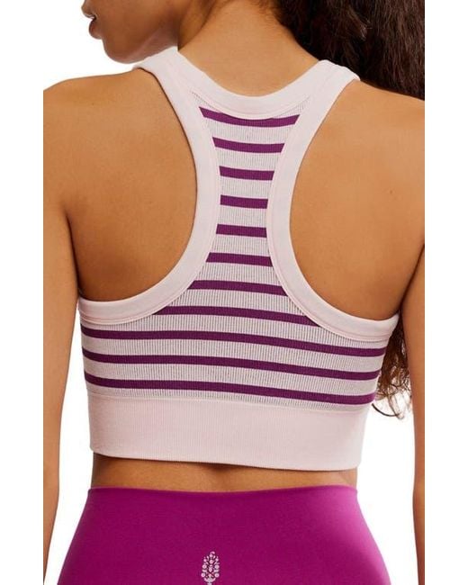 Free People Pink Fp Movement Stripe Go To Sports Bra