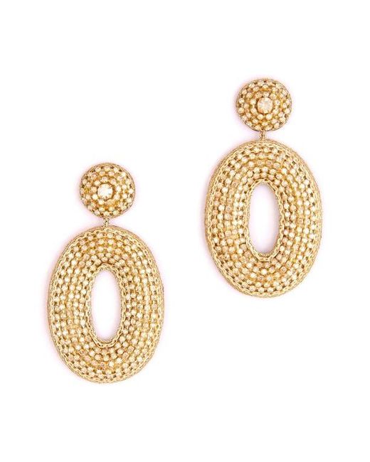 Deepa Gurnani Metallic Odeya Crystal Drop Earrings
