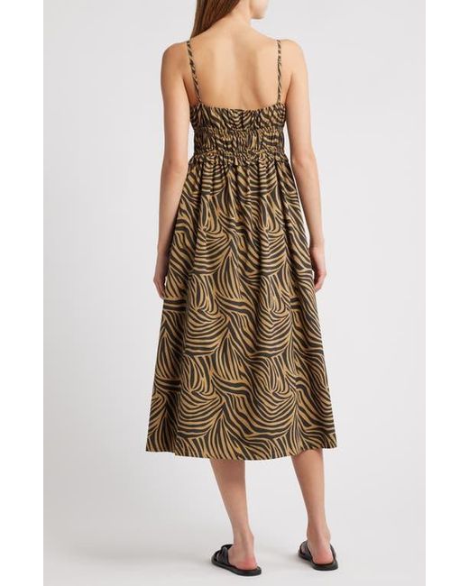 Rails Brown Breeze Shirred Bodice Cotton Blend Sundress