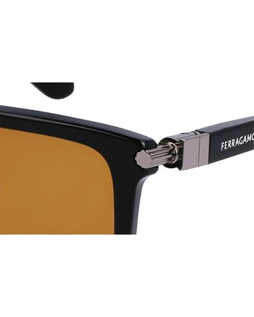 Ferragamo Brown Gancini Evolution 56mm Rectangular Sunglasses for men