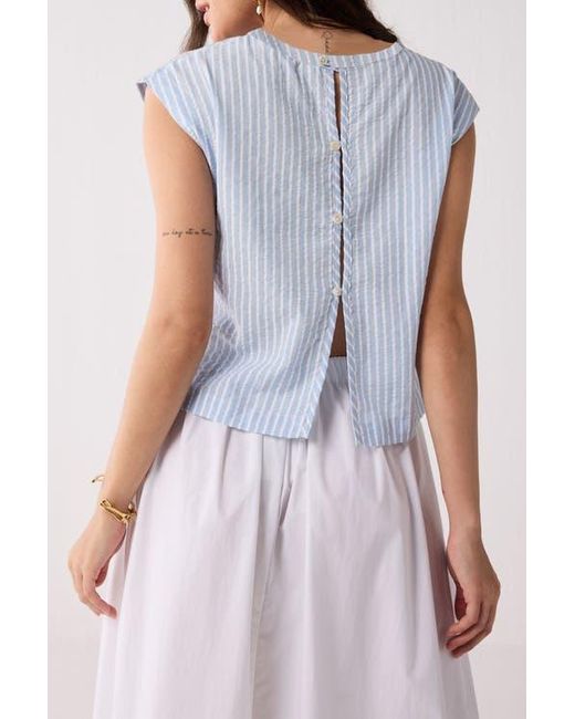 REISTOR Multicolor Button-Back Crew Neck Top