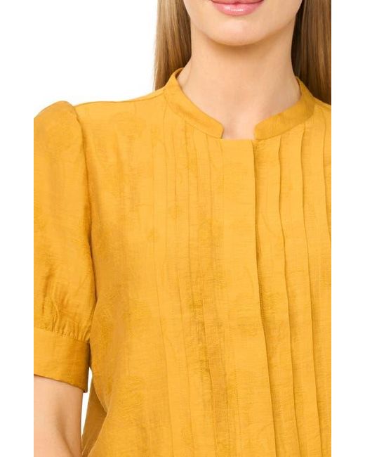 Halogen® Yellow Pintuck Pleat Button-Up Top