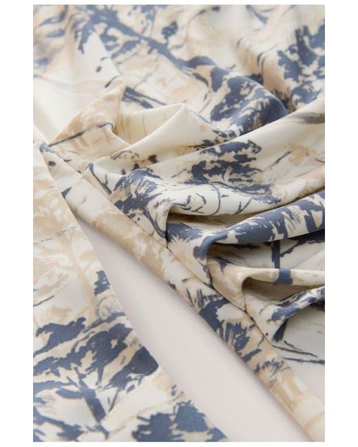 Next Gray Tree Print Long Sleeve Ruched Detail Blouse