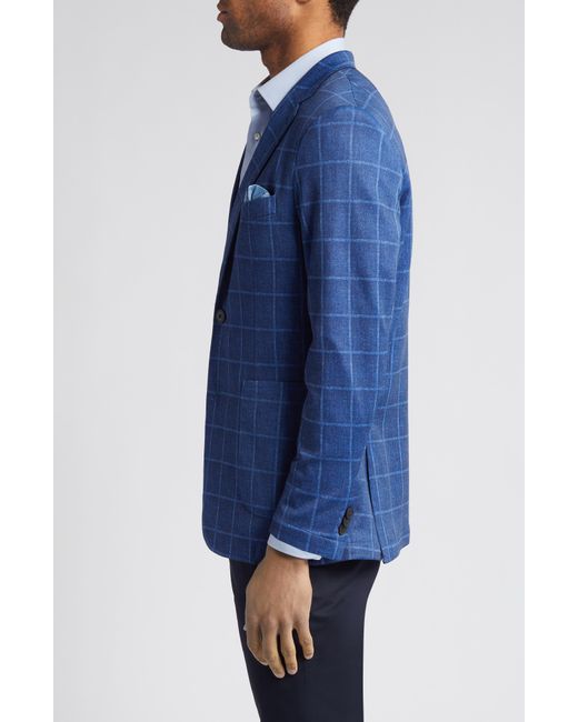 Johnston & Murphy Blue Xc Flex Windowpane Plaid Knit Sport Coat for men