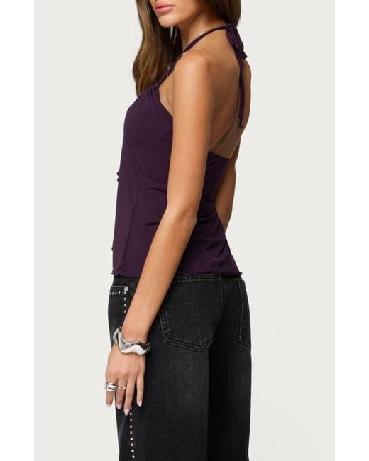 Edikted Blue Lorenna Split Front Halter Top
