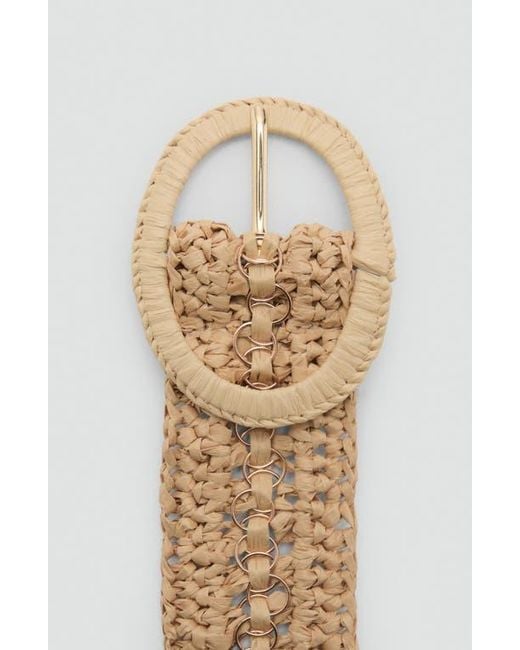 Mango Brown Woven Raffia Belt