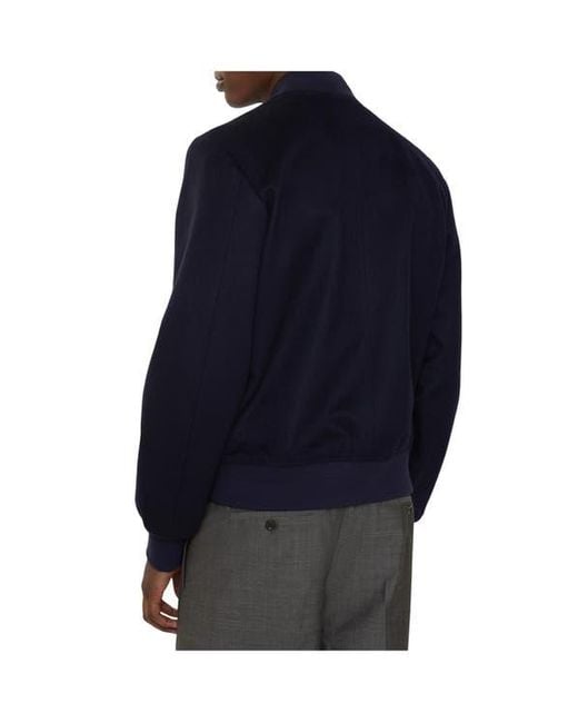 Burberry Blue Cashmere Bomber Jacket for men