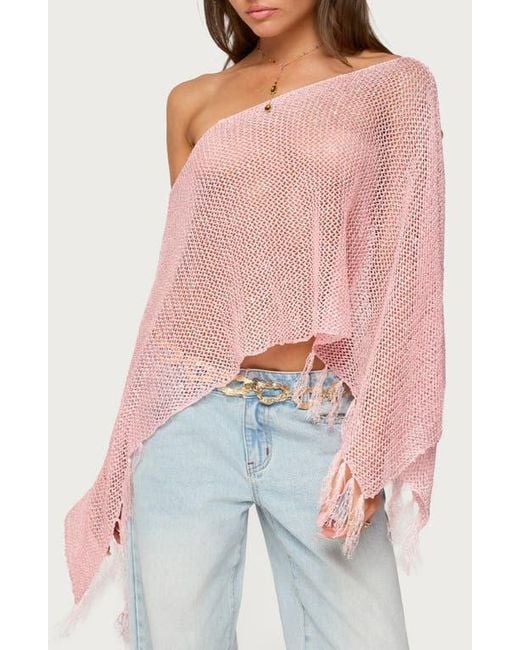Edikted Pink Sequin Fringe Poncho