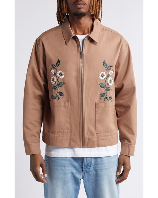 PacSun Natural Floral Embroidered Cotton Jacket for men