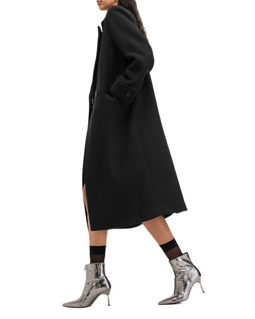 AllSaints Black Mabel Double Breasted Coat