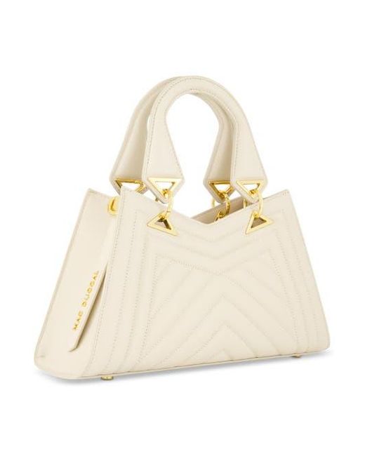 Mac Duggal Natural Quilted Napa Leather Angular Handbag
