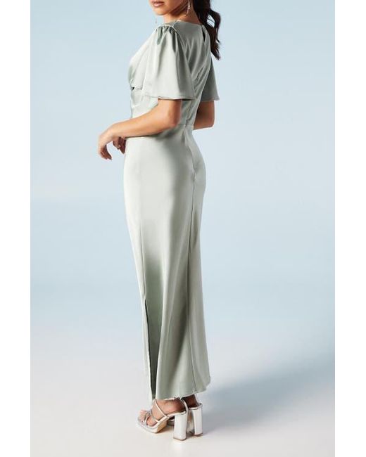 Oasis Blue Satin Midi Bridesmaids Dress