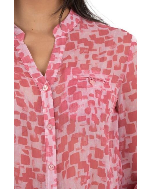 Kut From The Kloth Red Jasmine Chiffon Button-Up Shirt