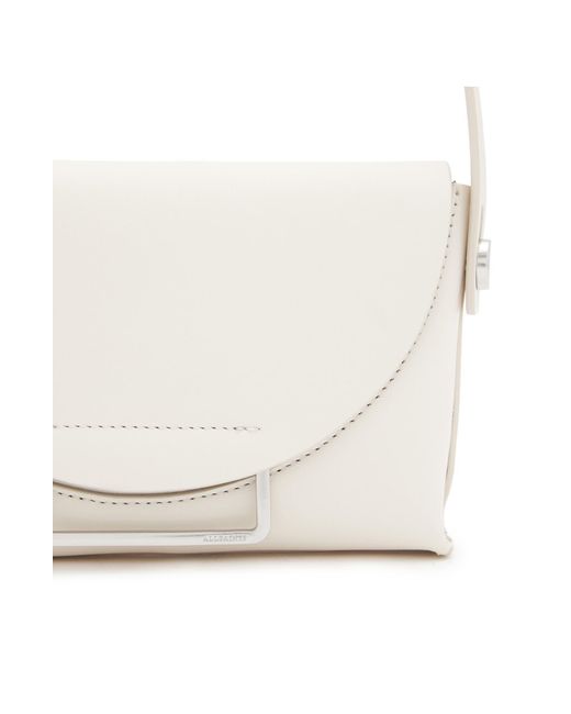 AllSaints White Francine Leather Crossbody Bag