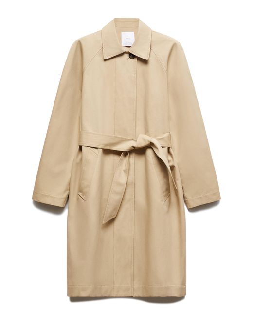 Mango Natural Belted Cotton Trench Coat