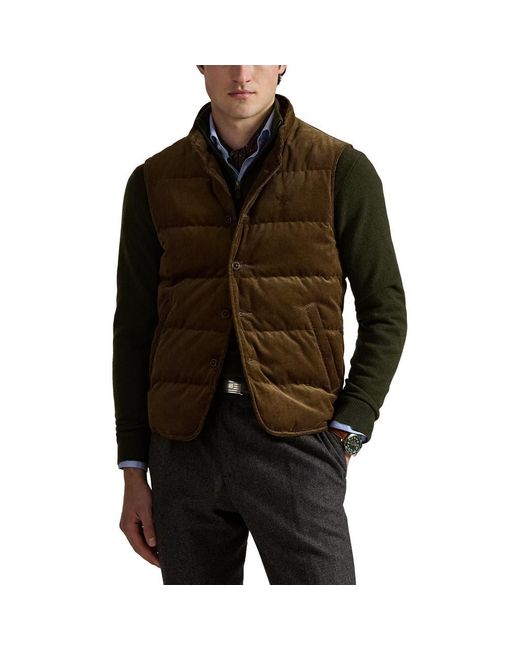 Polo Ralph Lauren Brown 12 Wale Corduroy 650 Fill Power Down Vest for men