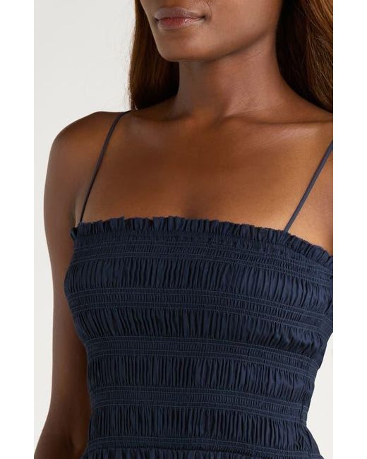 Reformation Blue Kerrie Smocked Cotton Blend Sundress
