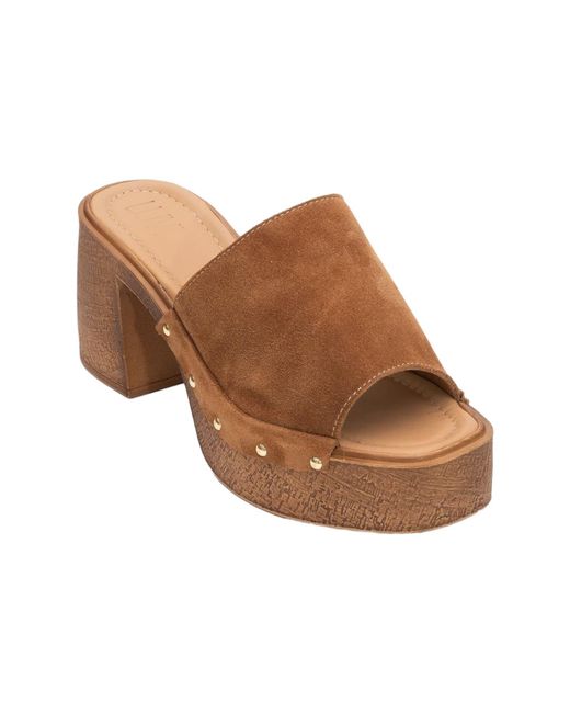 Forever & Always Shoes Brown Pull Leather Platform Mules