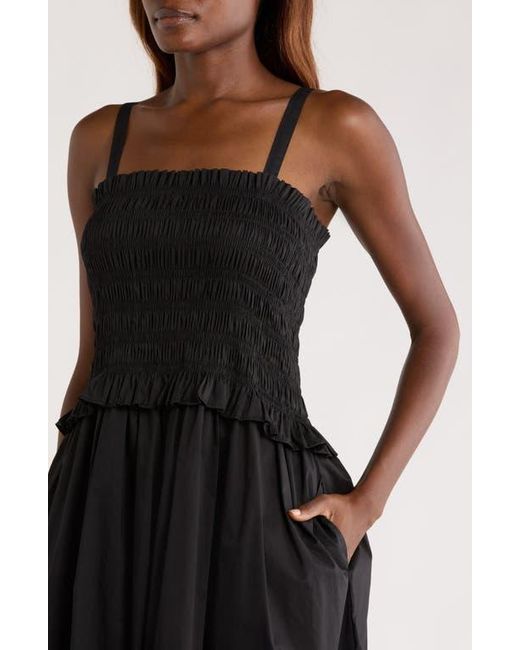 MELLODAY Black Smocked Midi Dress