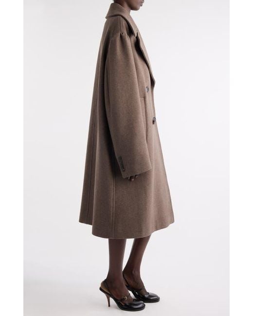 Dries Van Noten Brown Raquel Wool Blend Long Peacoat