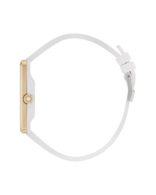 Adidas White Rectangular Dial Silicone Strap Watch, 31Mm for men