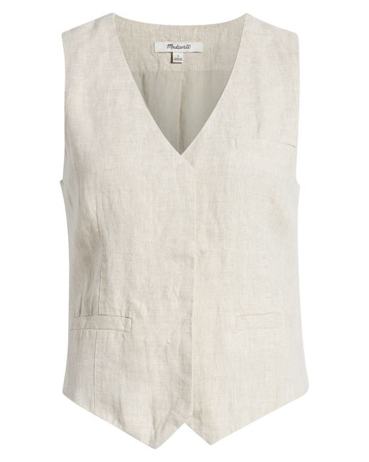 Madewell White Single Breasted Linen Vest