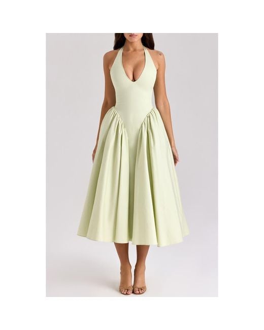 House Of Cb Marilyn Gingham Halter Midi Sundress in Yellow | Lyst